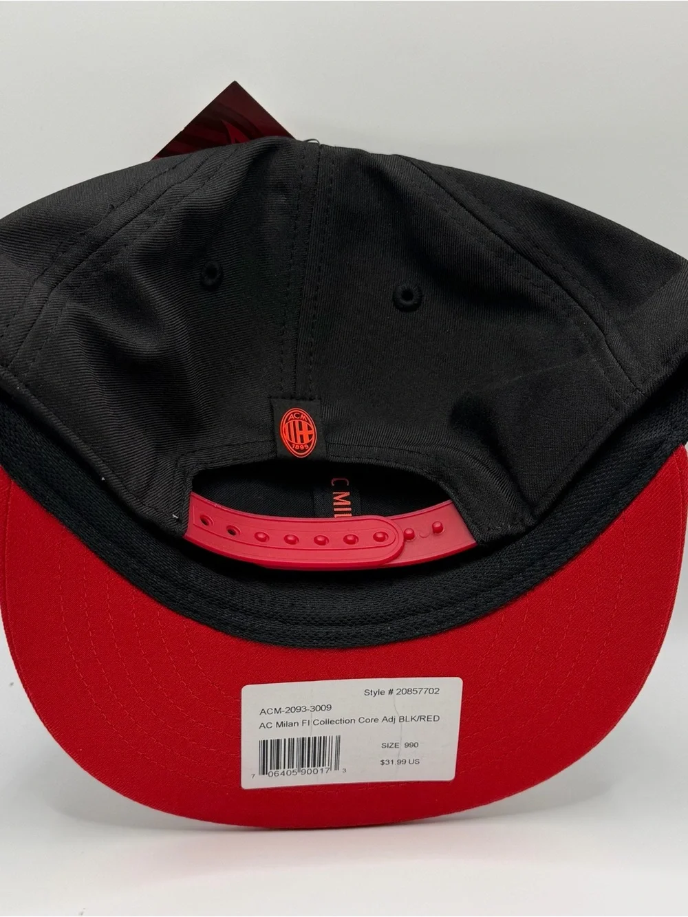 AC Milan Fi Collection Italy Soccer Snapback Adults Flat Bill Black Red Hat Cap